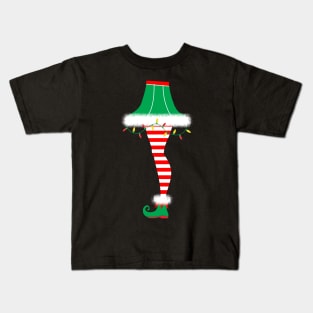 Retro Christmas Leg Lamp Elf Kids T-Shirt